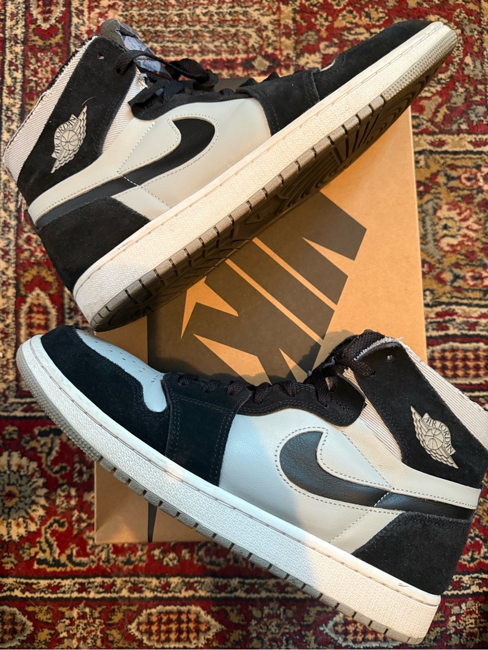 Jordan 1 Zoom CMFT Black Light Smoke Grey and White Men's Sneakers